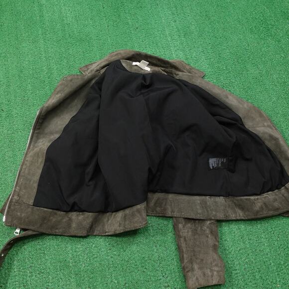 H&M SUEDE LEATHER BIKER STYLE HEAVY METAL JACKET WOMENS SIZE 8 - Picture 8 of 10